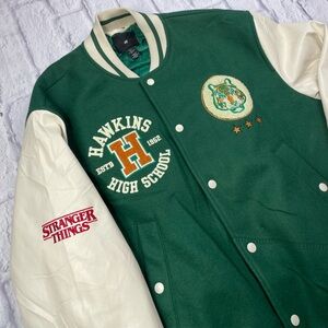 Stranger Things x H&M Hawkins Stadium Tigers Varsity Bomber Jacket Size Large
